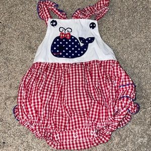 Gingham ruffle butt romper
